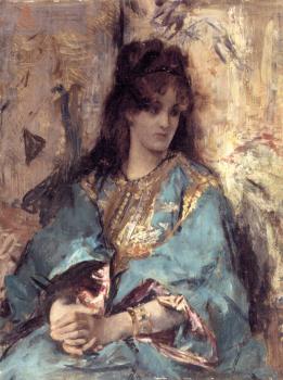 Alfred Stevens : A Woman Seated in Oriental Dress